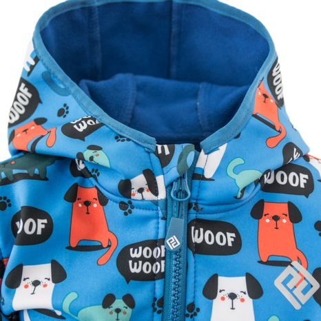 CHLAPECKÁ SOFTSHELLOVÁ BUNDA S POTISKEM A PEVNOU KAPUCÍ, PIDILIDI, PD1088-02, MODRÁ