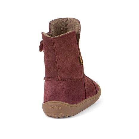 DÍVČÍ ZIMNÍ BAREFOOT BOTY TEX SUEDE  BORDEAUX, FRODDO, G3160238-1, ČERVENÁ