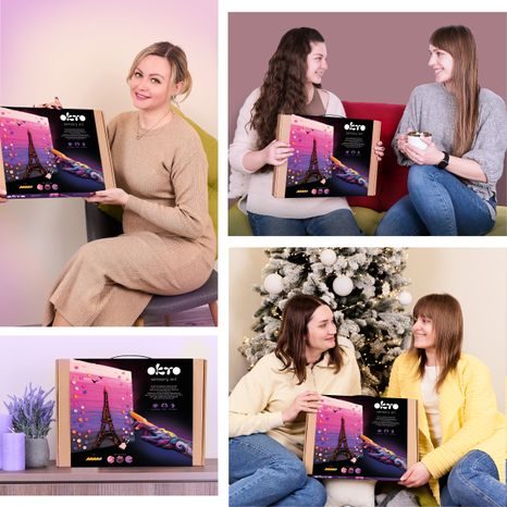 DETAILNÍ POHLED NA PLASTICKOU 3D STRUKTURU HOTOVÉHO OBRAZU S PAŘÍŽSKÝM MOTIVEM