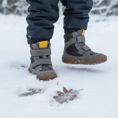 DĚTSKÉ ZIMNÍ BAREFOOT BOTY TEX WINTER GRAY, FRODDO, G3160233-3, ŠEDÁ