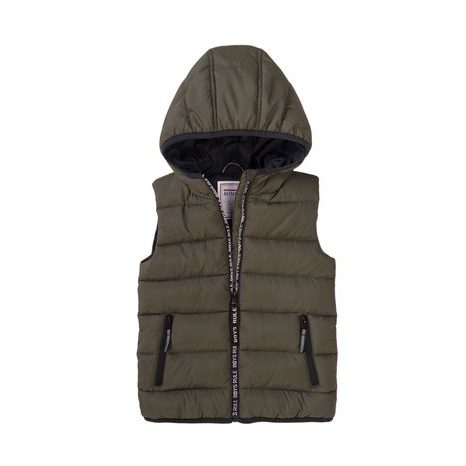 Vesta chlapčenská Puffa s kapucňou, Minoti, 7BGILET 10, khaki