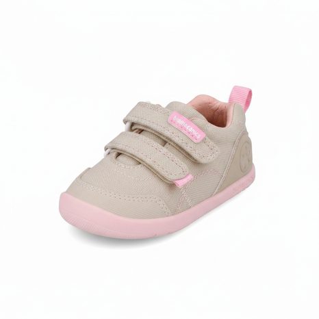 TENISI BAREFOOT DIN PÂNZĂ PENTRU FETE LONA BASICA BEIGE Y ROSA BIOMECANISC 262190-F884