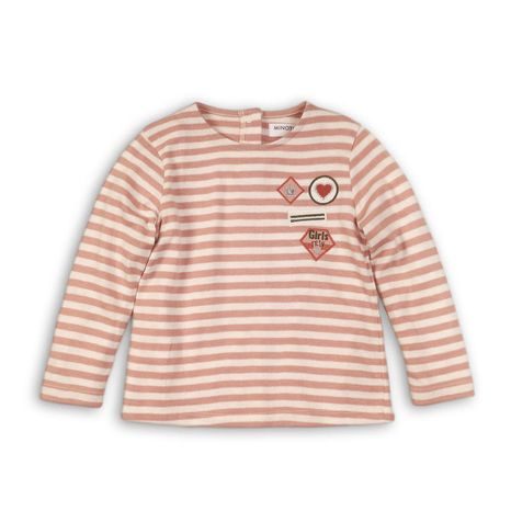 Tricou din bumbac pentru fetițe, cu mânecă lungă, Minoti, TRIP 7, roz 