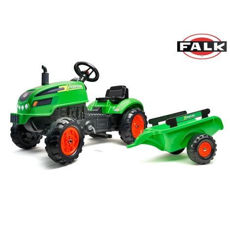 Kráčajúci traktor s vlekom a otváracou kapotou zelený, Falk, W011256 