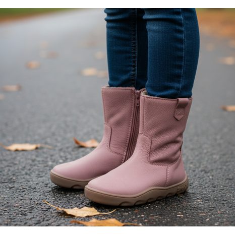 DÍVČÍ ZIMNÍ BAREFOOT KOZAČKY  ZERU TEX BOOT DARK PINK G3160257-3