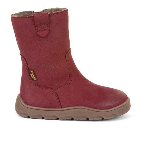 DÍVČÍ ZIMNÍ BAREFOOT KOZAČKY ZERU TEX BOOT BORDEAUX, FRODDO, G3160242-4, ČERVENÁ