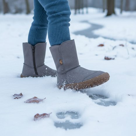 DĚTSKÉ ZIMNÍ BAREFOOT BOTY TEX SUEDE  GRAY, FRODDO, G3160238-3, ŠEDÁ