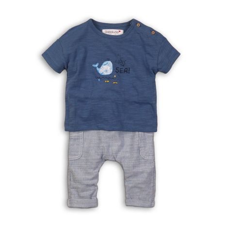 Dojčenský set: tričko a nohavice, Minoti, Wave 3, modrá