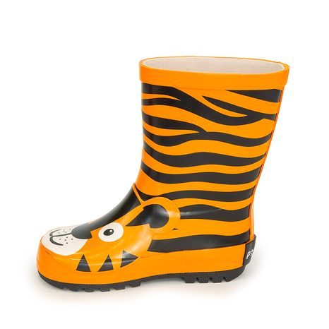 DĚTSKÉ HOLÍNKY GUMOVÉ - POTISK TYGR, PIDILIDI, PL0043-17,  ORANŽOVÁ
