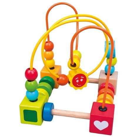 LABYRINT S KORÁLKY DŘEVĚNÝ 16CM, BINO