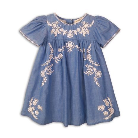 Šaty dievčenské bavlnené vyšívané, Minoti, Picnic 3, modrá
