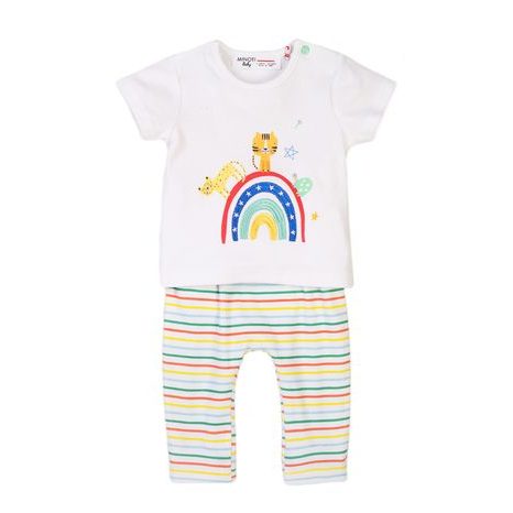 SET PENTRU COPII - TRICOU ȘI PANTALONI DE TRENING, MINOTI, SMILING 1, ALB