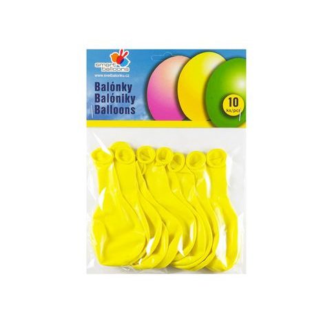 Balónek nafukovací - sada 10ks ŽLUTÉ 26cm, Smart Balloons, W040573