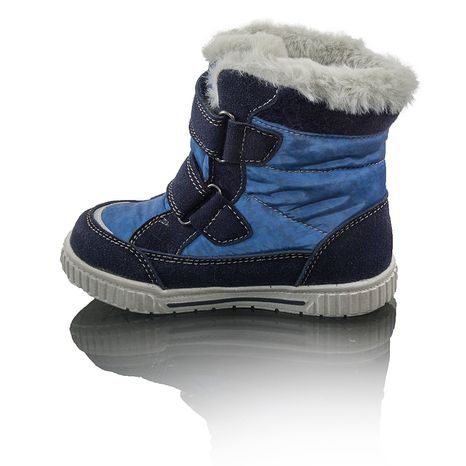 DĚTSKÉ ZIMNÍ BOTY S KOŽÍŠKEM POLARFOX, 2 SUCHÉ ZIPY, BUGGA, B00172-04, MODRÁ