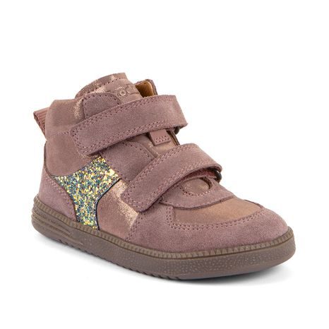 DIEVČENSKÉ CELOROČNÉ KOŽENÉ ČLENKOVÉ BAREFOOT TOPÁNKY LOOP HIGH-TOPS PINK/GOLD FRODDO G2110157-5