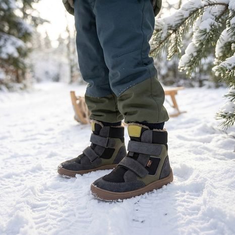 DĚTSKÉ ZIMNÍ BAREFOOT BOTY UP HILL WOOL GRAY/BLACK FRODDO G3160262-3