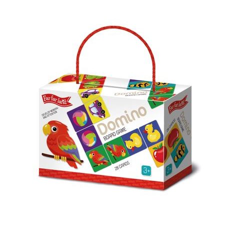 KRABICE S BAREVNÝM OBRÁZKOVÝM DOMINEM FAR FAR LAND PRO DĚTI 28 KARET