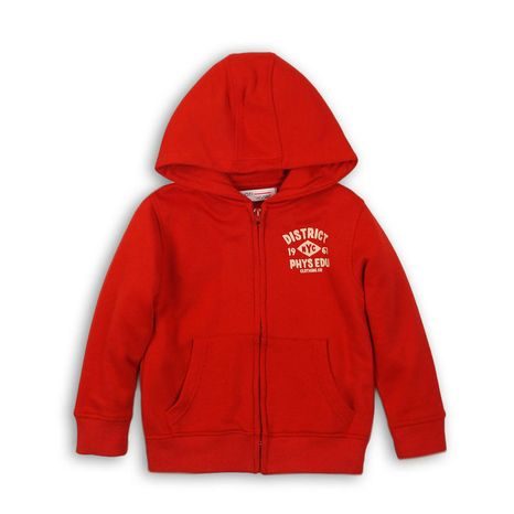 Mikina chlapecká s kapucí celopropínací, Minoti, KB FLEECE ZIP 11, červená