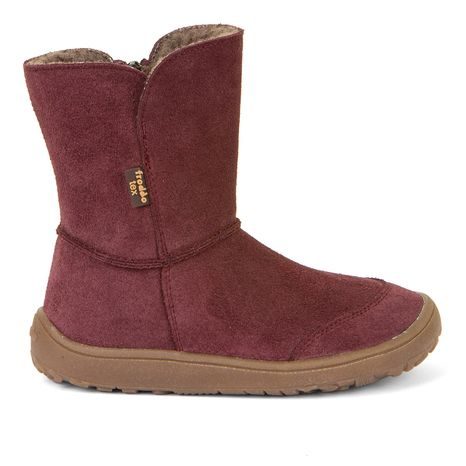 DÍVČÍ ZIMNÍ BAREFOOT BOTY TEX SUEDE  BORDEAUX, FRODDO, G3160238-1, ČERVENÁ