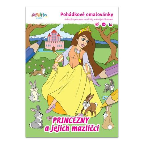 Cartea de colorat Prințese și animalele ei de companie A5, Kresli.to, W031846
