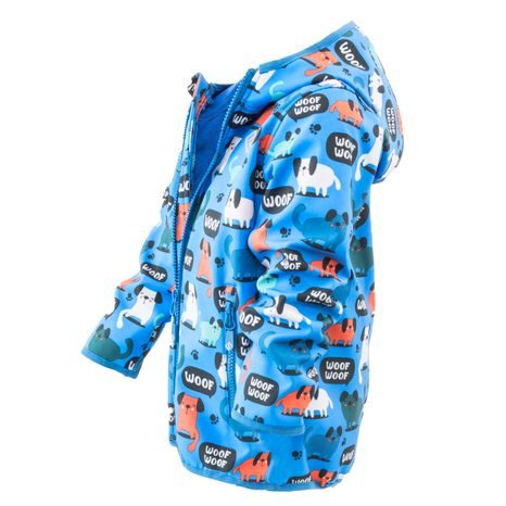 CHLAPECKÁ SOFTSHELLOVÁ BUNDA S POTISKEM A PEVNOU KAPUCÍ, PIDILIDI, PD1088-02, MODRÁ