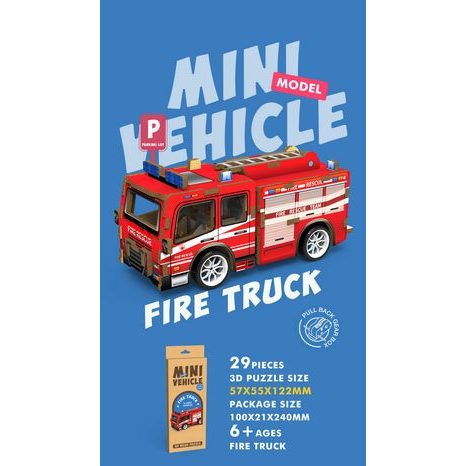 3D PUZZLE DŘEVĚNÉ - HASIČSKÉ AUTO 12 CM, WIKY KREATIVITA, W035428