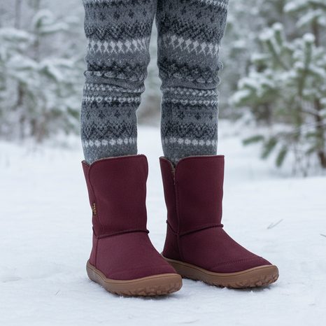 DIEVČENSKÉ ZIMNÉ BAREFOOT TOPÁNKY TEX SUEDE BORDEAUX G3160250-1