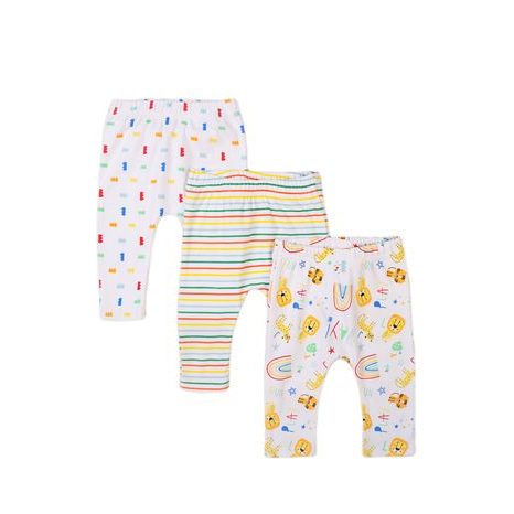 Pantaloni pentru sugari 3 pachete, Minoti, Smiling 9, alb