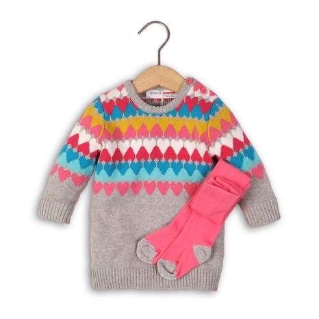 Rochiță tricotată cu șosete pentru fetițe, Minoti, MAGIC 1, gri 