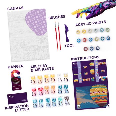 DETAILNÍ POHLED NA PLÁTNO 30X40 CM S OČÍSLOVANOU PŘEDLOHOU KRAJINY