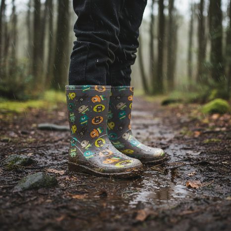 DETSKÉ ČIŽMY Z PVC - POTLAČ ZVIERAT, PIDILIDI, PL0042-18, HNEDÁ