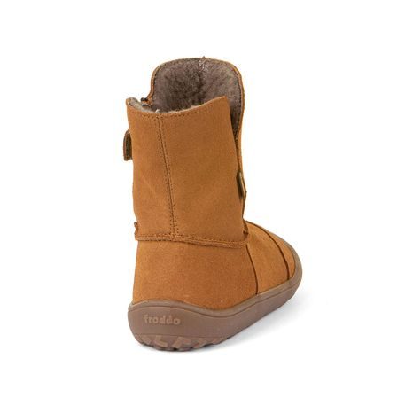 DĚTSKÉ ZIMNÍ BAREFOOT BOTY TEX SUEDE  COGNAC, FRODDO, G3160238-2, HNĚDÁ