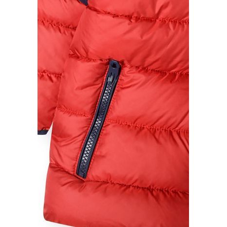 JACHETĂ DE IARNĂ PUFFA PENTRU BĂIEȚI CU CĂPTUȘEALĂ DE BLANĂ, MINOTI, 15 HAINĂ 27, ROȘU