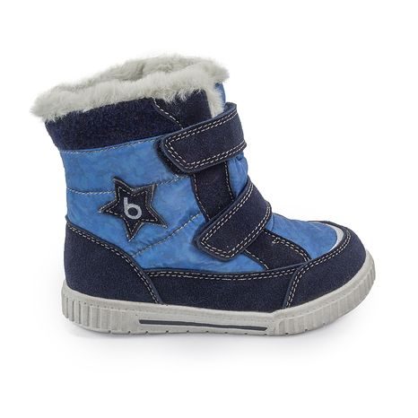 DĚTSKÉ ZIMNÍ BOTY S KOŽÍŠKEM POLARFOX, 2 SUCHÉ ZIPY, BUGGA, B00172-04, MODRÁ