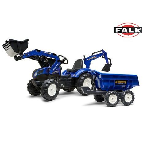 New Holland T8 pedálos traktor rakodóval, kotróval és maxi traktorral, Falk, W012723 