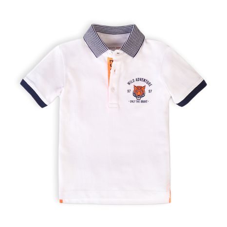 Tricou pentru băieți POLO cu mânecă scurtă, Minoti, Tiger 1, alb