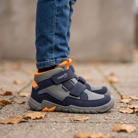 DETSKÉ CELOROČNÉ ČLENKOVÉ TENISKY SUPERFIT BAREFIT TRACE GTX GREEN/ORANGE 1-006042-8010