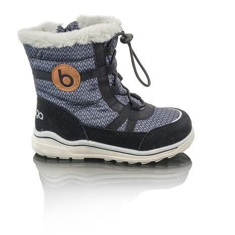 DĚTSKÉ ZIMNÍ BOTY S KOŽÍŠKEM ICEFOX, STAHOVÁNÍ, BOČNÍ ZIP, BUGGA, B00171-10, ČERNÁ