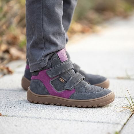 DÍVČÍ CELOROČNÍ KOTNÍKOVÉ BAREFOOT BOTY UP HILL TEX DARK GRAY FRODDO G3110281-14