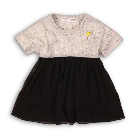 Šaty dievčenské s krátkým rukávom, Minoti, TWIST 12, černá 