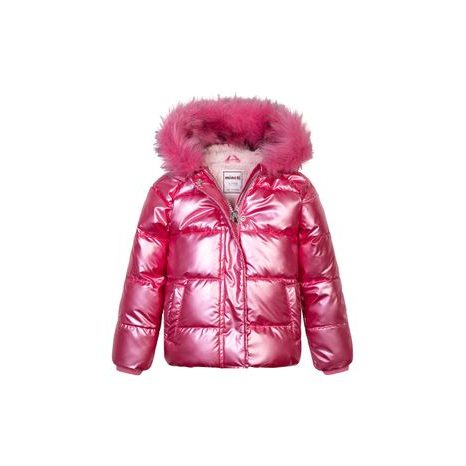 Dievčenská nylonová bunda Puffa s kožušinovou podšívkou, Minoti, Crunch 4, ružová 