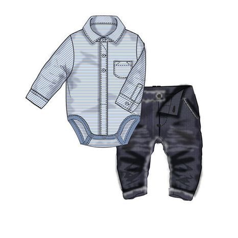 KOJENECKÝ SET BAVLNĚNÝ, BODY KOŠILE A KALHOTY, MINOTI, SMART 5, MODRÁ