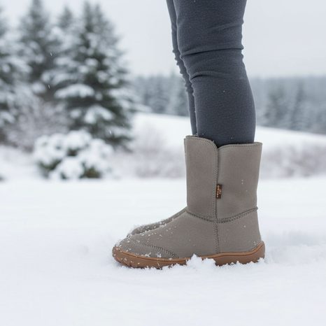 DĚTSKÉ ZIMNÍ BAREFOOT BOTY TEX SUEDE GRAY G3160250-3