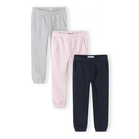 TEPLÁKY DÍVČÍ S ELASTICKÝM PASEM A STAHOVACÍ ŠŇŮRKOU 3PACK MINOTI 30FLEECE155