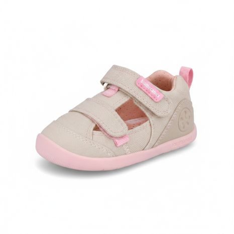 SANDALE BAREFOOT PENTRU FETE LONA BASICA BEIGE Y ROSA BIOMECANICS 262191-F884
