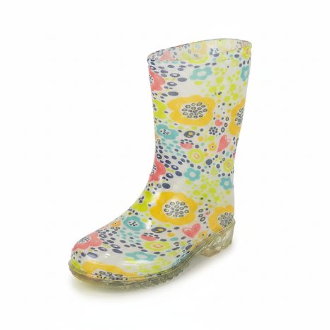 DÍVČÍ HOLÍNKY PVC - POTISK KVĚTINY, PIDILIDI, PL0038-13,  BÍLÁ