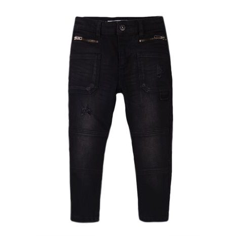 Pantaloni din denim pentru băieți cu elastan, Minoti, Stereo 9, negru