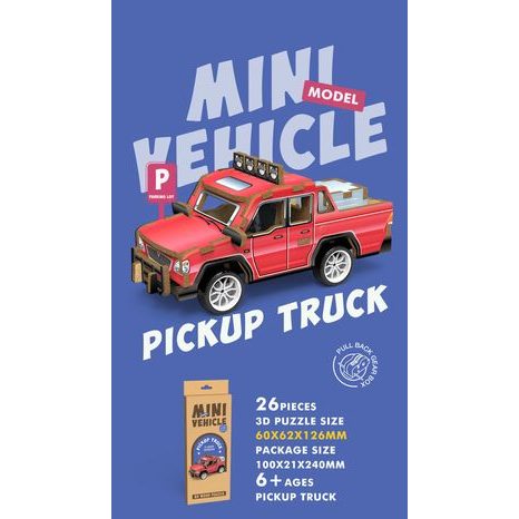 3D PUZZLE DŘEVĚNÉ - PICKUP 13 CM, WIKY KREATIVITA, W035433