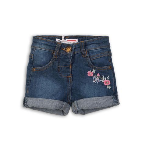 Kraťasy dievčenské džínsové s elastanom, Minoti, DITSY 1, modrá 