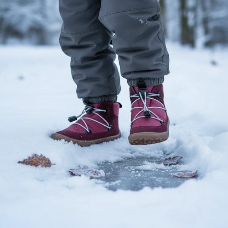 DÍVČÍ CELOROČNÍ BAREFOOT BOTY TEX TRACK BORDEAUX, FRODDO, G3110257-7, ČERVENÁ